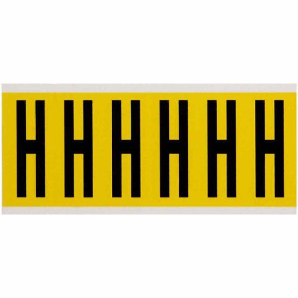 Brady, 3450-H, B-499, Nylongewebe, Buchstabe H, Schwarz auf Gelb, 38 x 89mm, Schrifth. 75mm(25 K. á 6)