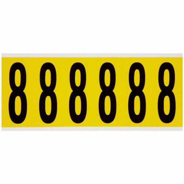Brady, 3450-8, B-499, Nylongewebe, Zahl 8, Schwarz auf Gelb, 38 x 89mm, Schrifthöhe 75mm(25 K. á 6 E.)