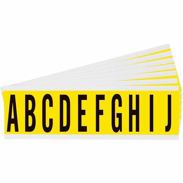 Brady, 3440-LTR Kit, B-499, Nylongewebe, Beschriftung: Buchstabenset (A-Z), Schwarz auf Gelb, 22 x 57mm, Schrifthöhe 49mm(25 K. á 10 E.)