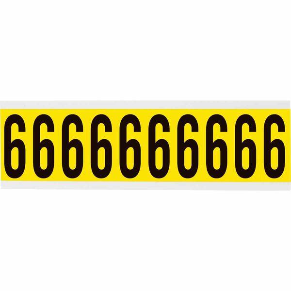 Brady, 3440-6, B-499, Nylongewebe, Zahl 6, Schwarz auf Gelb, 22 x 57mm, Schrifthöhe 49mm(25 K. á 10 E.)