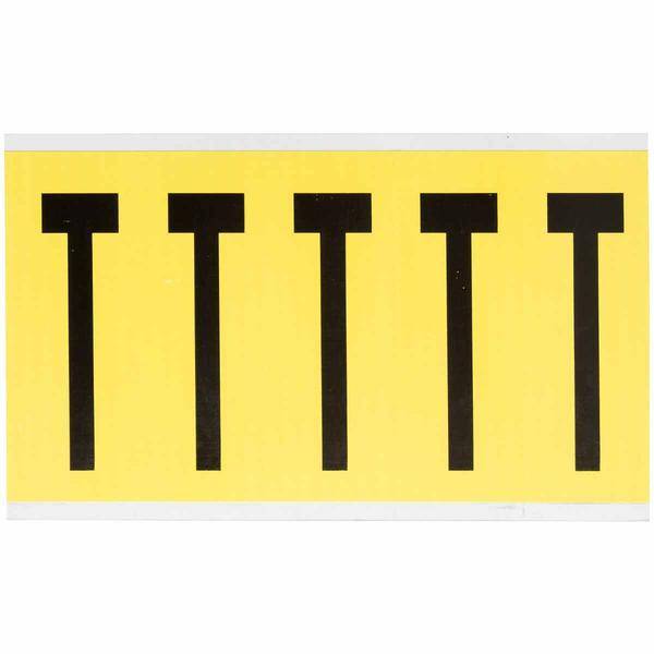 Brady, 3460-T, B-499, Nylongewebe, Buchstabe T, Schwarz auf Gelb, 44 x 127mm, Schrifthöhe 98mm(25 K. á 5 E.)