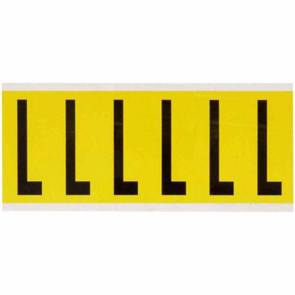 Brady, 3450-L, B-499, Nylongewebe, Buchstabe L, Schwarz auf Gelb, 38 x 89mm, Schrifth. 75mm(25 K. á 6)