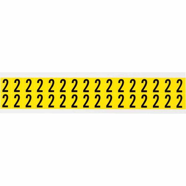 Brady, 3420-2, B-499, Nylongewebe, Zahl 2, schwarz auf gelb, 14x19mm, Schrifthöhe 16mm(25 K. á 32 E.)