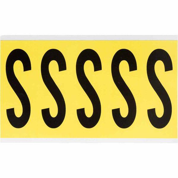 Brady, 3460-S, B-499, Nylongewebe, Buchstabe S, Schwarz auf Gelb, 44 x 127mm, Schrifthöhe 98mm(25 K. á 5 E.)