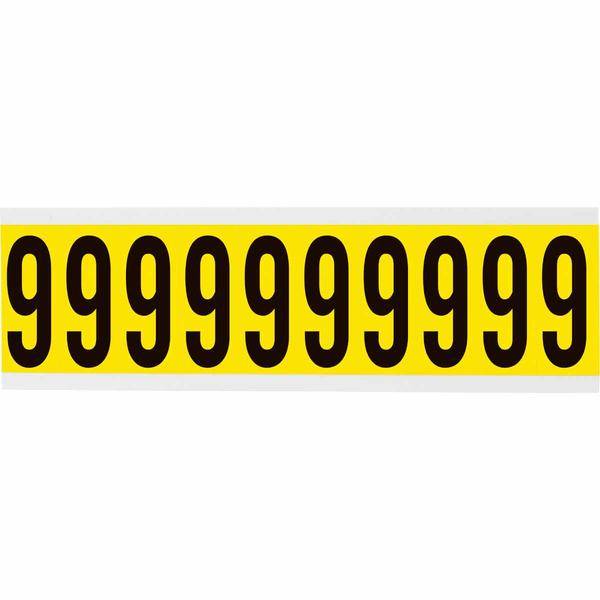 Brady, 3440-9, B-499, Nylongewebe, Zahl 9, Schwarz auf Gelb, 22 x 57mm, Schrifthöhe 49mm(25 K. á 10 E.)