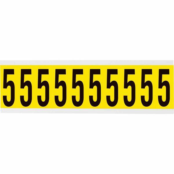 Brady, 3440-5, B-499, Nylongewebe, Zahl 5, Schwarz auf Gelb, 22 x 57mm, Schrifthöhe 49mm(25 K. á 10 E.)