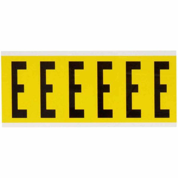 Brady, 3450-E, B-499, Nylongewebe, Buchstabe E, Schwarz auf Gelb, 38 x 89mm, Schrifth. 75mm(25 K. á 6)