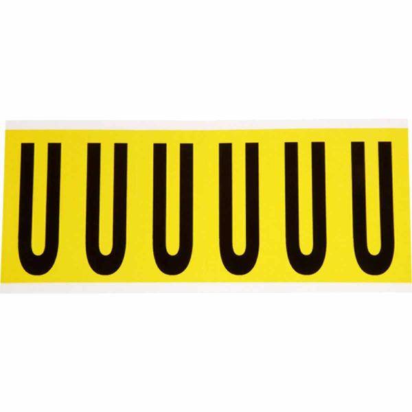 Brady, 3450-U, B-499, Nylongewebe, Buchstabe U, Schwarz auf Gelb, 38 x 89mm, Schrifth. 75mm(25 K. á 6)