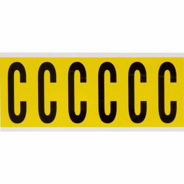 Brady, 3450-C, B-499, Nylongewebe, Buchstabe C, Schwarz auf Gelb, 38 x 89mm, Schrifth. 75mm(25 K. á 6)