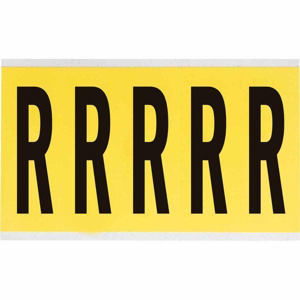 Brady, 3460-R, B-499, Nylongewebe, Buchstabe R, Schwarz auf Gelb, 44 x 127mm, Schrifthöhe 98mm(25 K. á 5 E.)