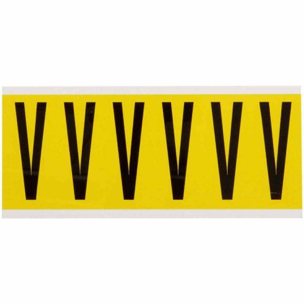 Brady, 3450-V, B-499, Nylongewebe, Buchstabe V, Schwarz auf Gelb, 38 x 89mm, Schrifth. 75mm(25 K. á 6)