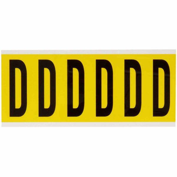 Brady, 3450-D, B-499, Nylongewebe, Buchstabe D, Schwarz auf Gelb, 38 x 89mm, Schrifth. 75mm(25 K. á 6)