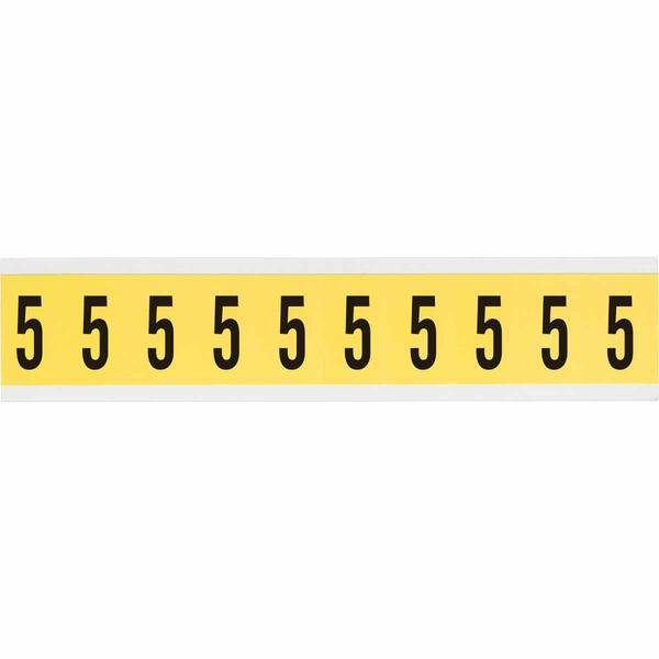 Brady, 3430-5, B-499, Nylongewebe, Zahl 5, Schwarz auf Gelb, 22 x 38mm, Schrifthöhe 25mm(25 K. á 10 E.)