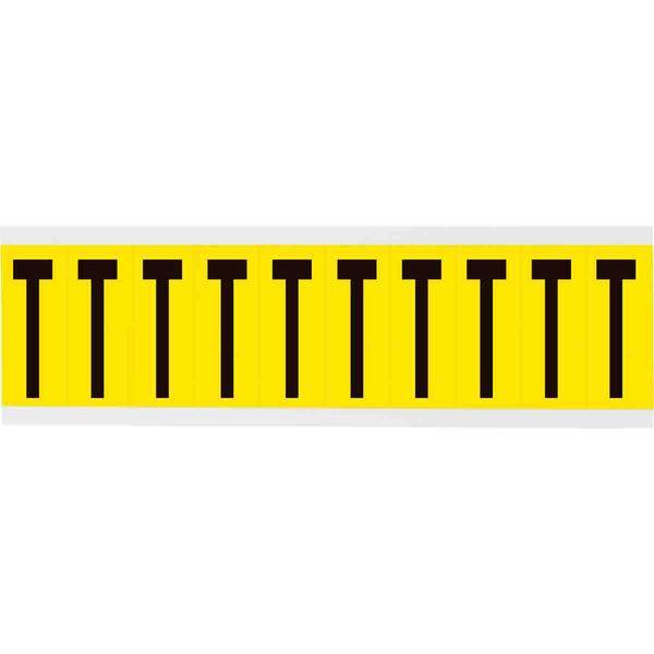 Brady, 3440-T, B-499, Nylongewebe, Buchstabe T, Schwarz auf Gelb, 22 x 57mm, Schrifthöhe 49mm(25 K. á 10 E.)