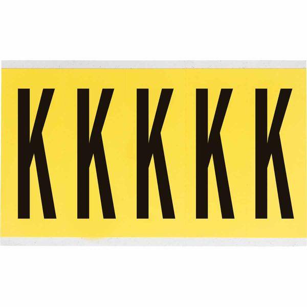 Brady, 3460-K, B-499, Nylongewebe, Buchstabe K, Schwarz auf Gelb, 44 x 127mm, Schrifthöhe 98mm(25 K. á 5 E.)