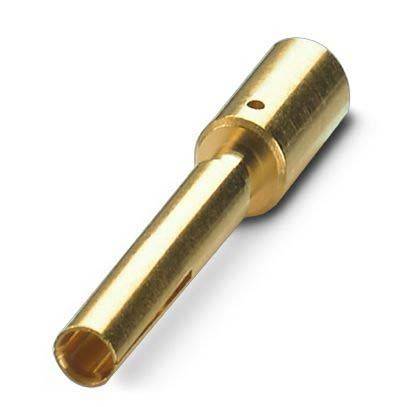 Goldener Metallverbindungsstift mit zylindrischer Form und offenen Enden, der zum Verbinden von elektrischen Komponenten oder Schaltkreisen verwendet wird.