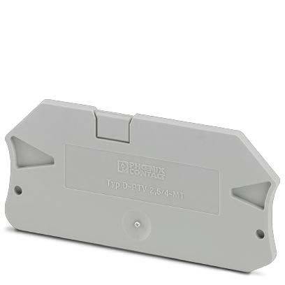 Ein grauer, rechteckiger Phoenix Contact-Klemmenblockmarker zum Beschriften von elektrischen Anschlüssen.