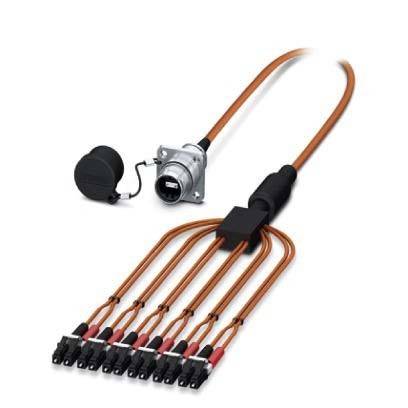 Kabelassembly mit mehreren kleinen Anschlüssen, die zu einem einzelnen größeren Anschluss führen, entwickelt für eine effiziente elektrische Verteilung.