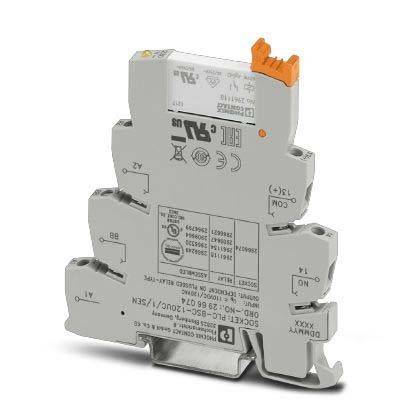 Elektrische Komponente, die mit 'ROT-GELB' gekennzeichnet ist und verschiedene Spezifikationen aufweist; höchstwahrscheinlich ein Verbinder oder Relais für industrielle Anwendungen.