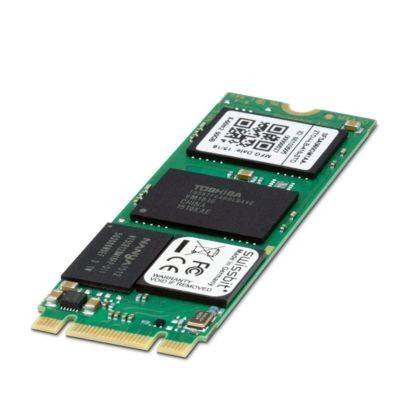 Eine Computer-Festplatte mit Solid-State-Drive (SSD) im M.2-Formfaktor mit grüner Leiterplatte und schwarzen Chip-Komponenten.