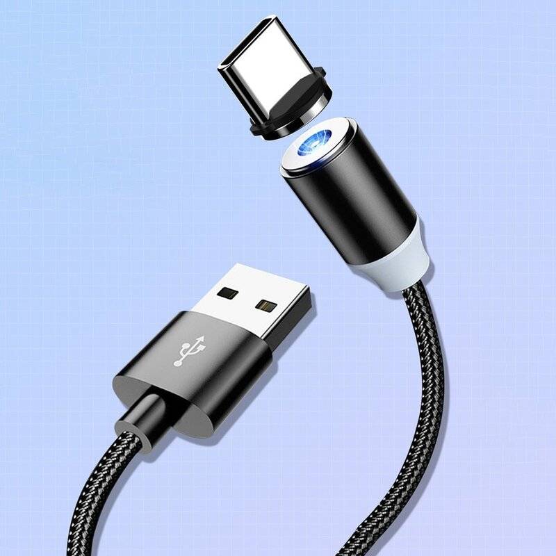 Kaku USB Magnetkabel 1M Typ-C Nylon Magnetisches Ladekabel mit LED Datenkabel