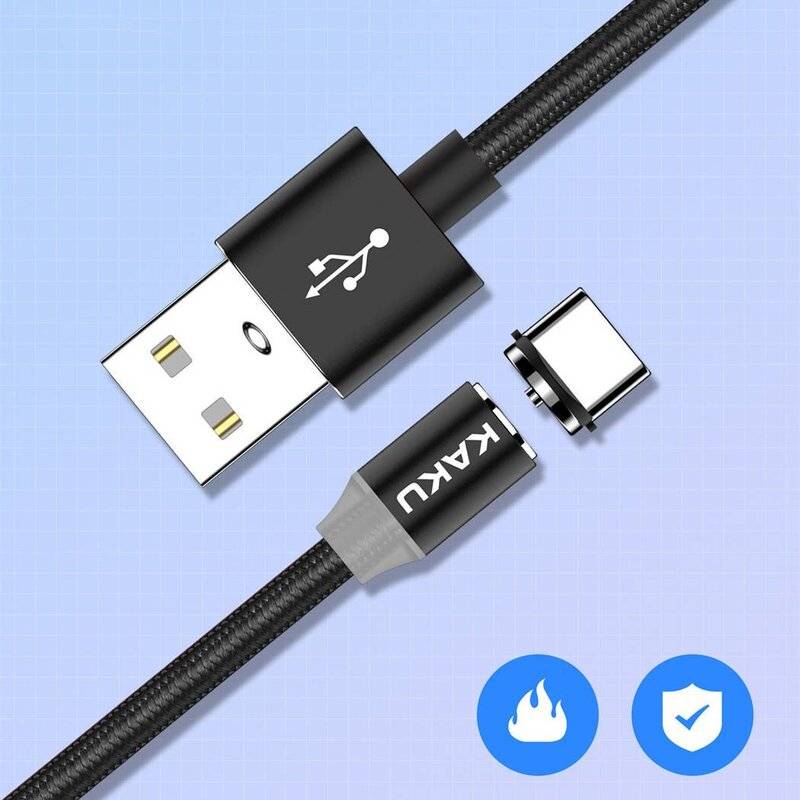 Kaku USB Magnetkabel 1M Typ-C Nylon Magnetisches Ladekabel mit LED Datenkabel