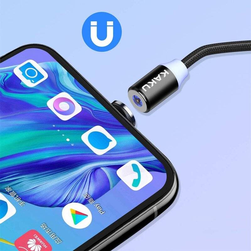 Kaku USB Magnetkabel 1M Typ-C Nylon Magnetisches Ladekabel mit LED Datenkabel