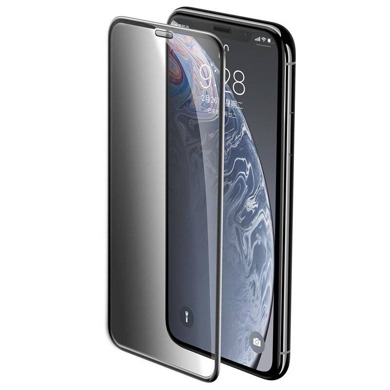 cofi1453® Full-screen Privacy Schutzglas 5D Hartglas Blickschutz für iPhone 12 Pro Max schwarz Schutzfolie Display Glas