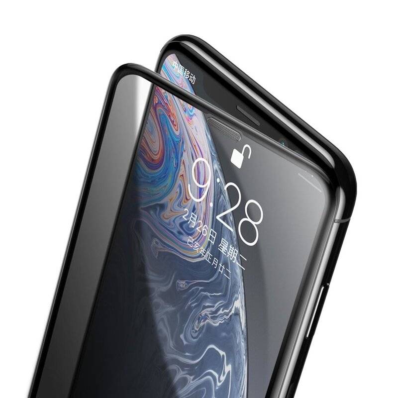 cofi1453® Full-screen Privacy Schutzglas 5D Hartglas Blickschutz für iPhone 12 Pro Max schwarz Schutzfolie Display Glas