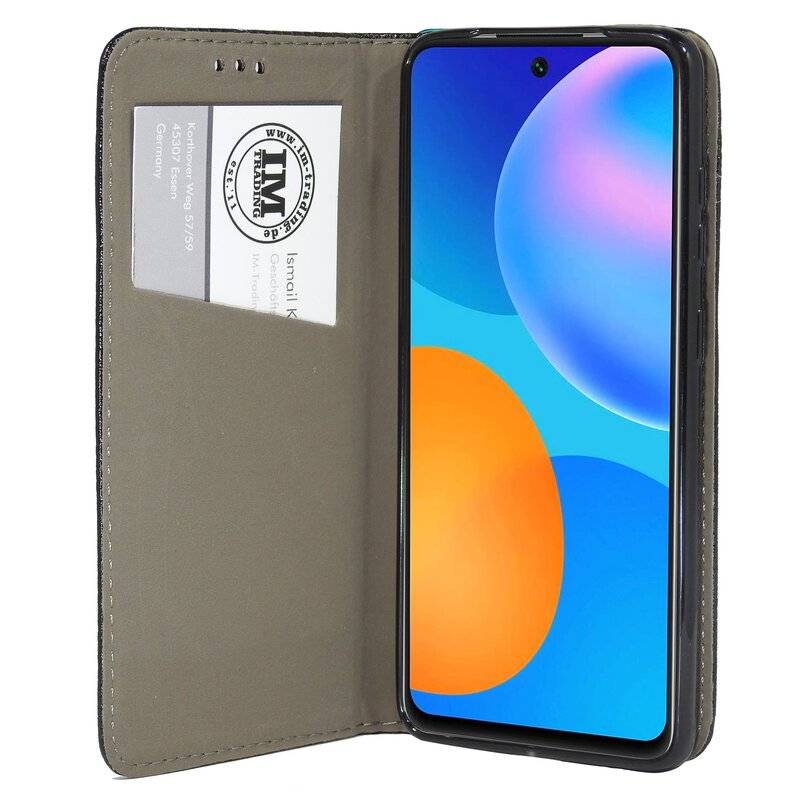 cofi1453® Buch Tasche "Smart" für HUAWEI P SMART 2021 Handy Hülle Etui Schutzhülle mit Standfunktion, Kartenfach Schwarz