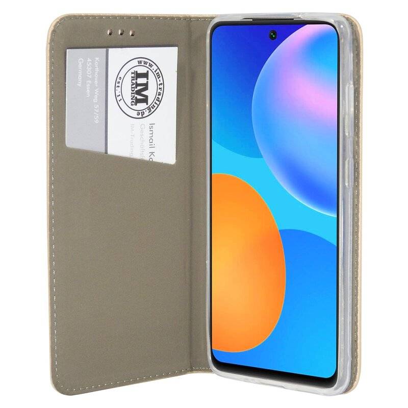 cofi1453® Buch Tasche "Smart" für HUAWEI P SMART 2021 Handy Hülle Etui Schutzhülle mit Standfunktion, Kartenfach Gold
