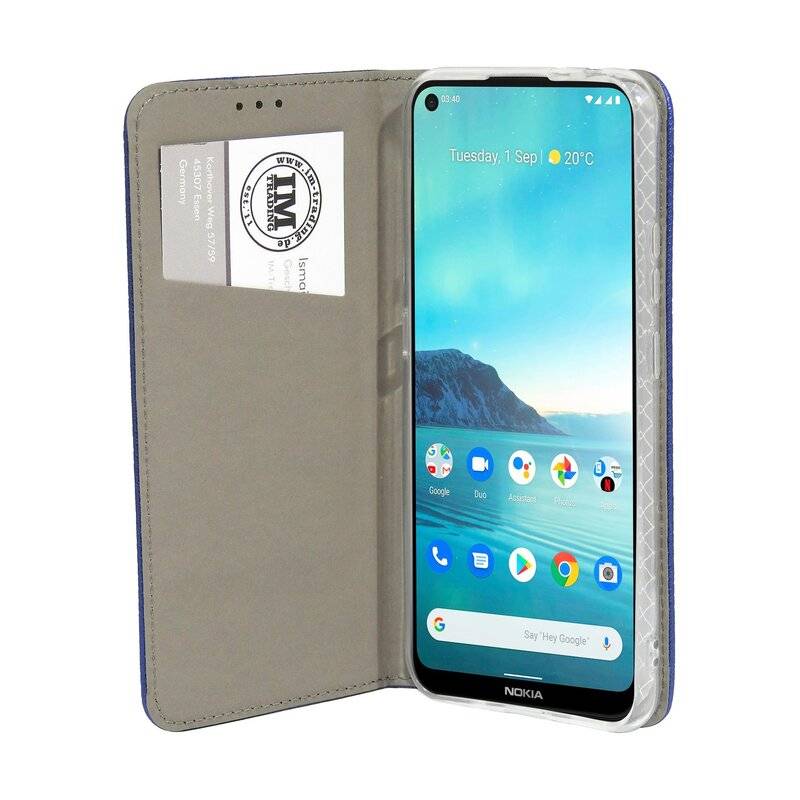 cofi1453® Buch Tasche "Smart" für NOKIA 3.4 Handy Hülle Etui Brieftasche Schutzhülle mit Standfunktion, Kartenfach Blau