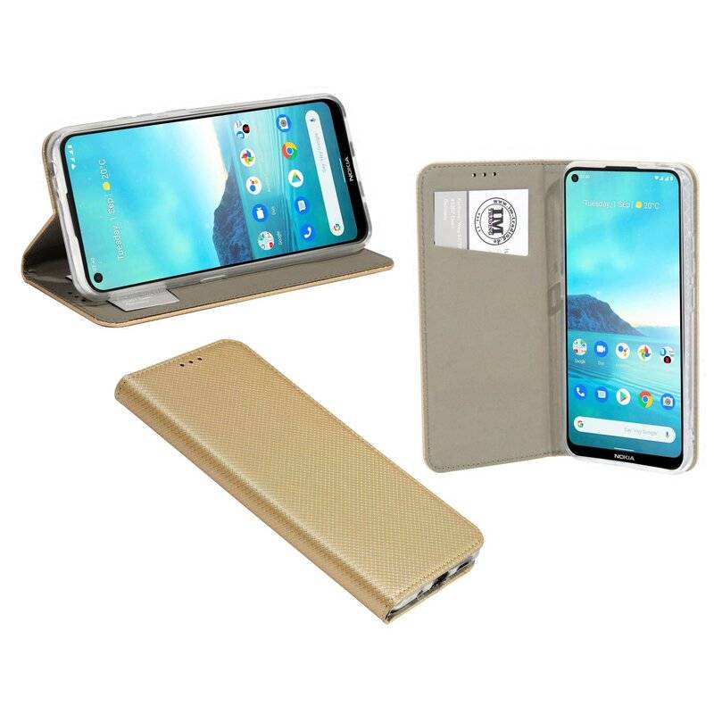 cofi1453® Buch Tasche "Smart" für NOKIA 3.4 Handy Hülle Etui Brieftasche Schutzhülle mit Standfunktion, Kartenfach Gold