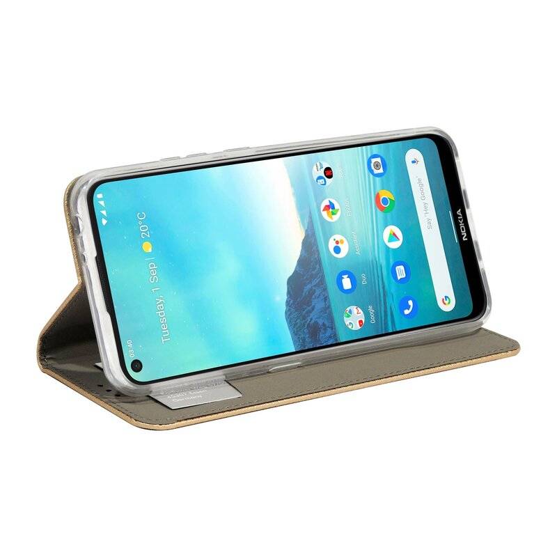 cofi1453® Buch Tasche "Smart" für NOKIA 3.4 Handy Hülle Etui Brieftasche Schutzhülle mit Standfunktion, Kartenfach Gold