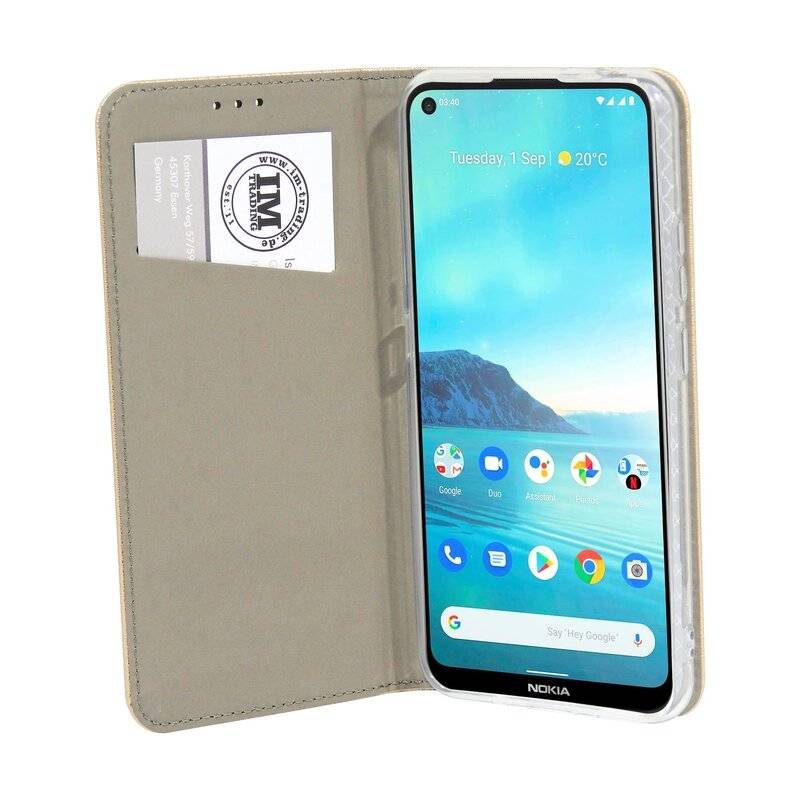 cofi1453® Buch Tasche "Smart" für NOKIA 3.4 Handy Hülle Etui Brieftasche Schutzhülle mit Standfunktion, Kartenfach Gold