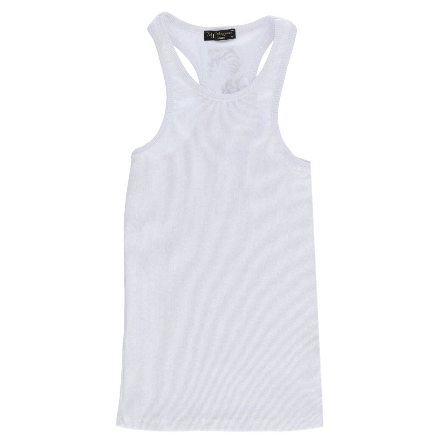 MEGAMAN Tanktop T-Shirt Muskelshirt Achselshirt Print Fitness Unterhemd Bodybuilding Shirt Herren Unifarben Weiß 2XL