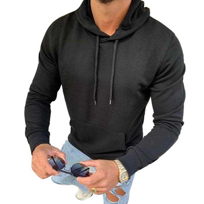 Megaman Kapuzenpullover Herren Hoodie Kapuzensweatshirt Pullover Sweatjacke Pulli Einfarbig Größe S Schwarz