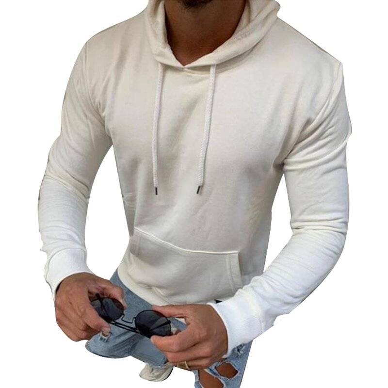 Megaman Kapuzenpullover Herren Hoodie Kapuzensweatshirt Pullover Sweatjacke Pulli Einfarbig Größe 2XL Weiß