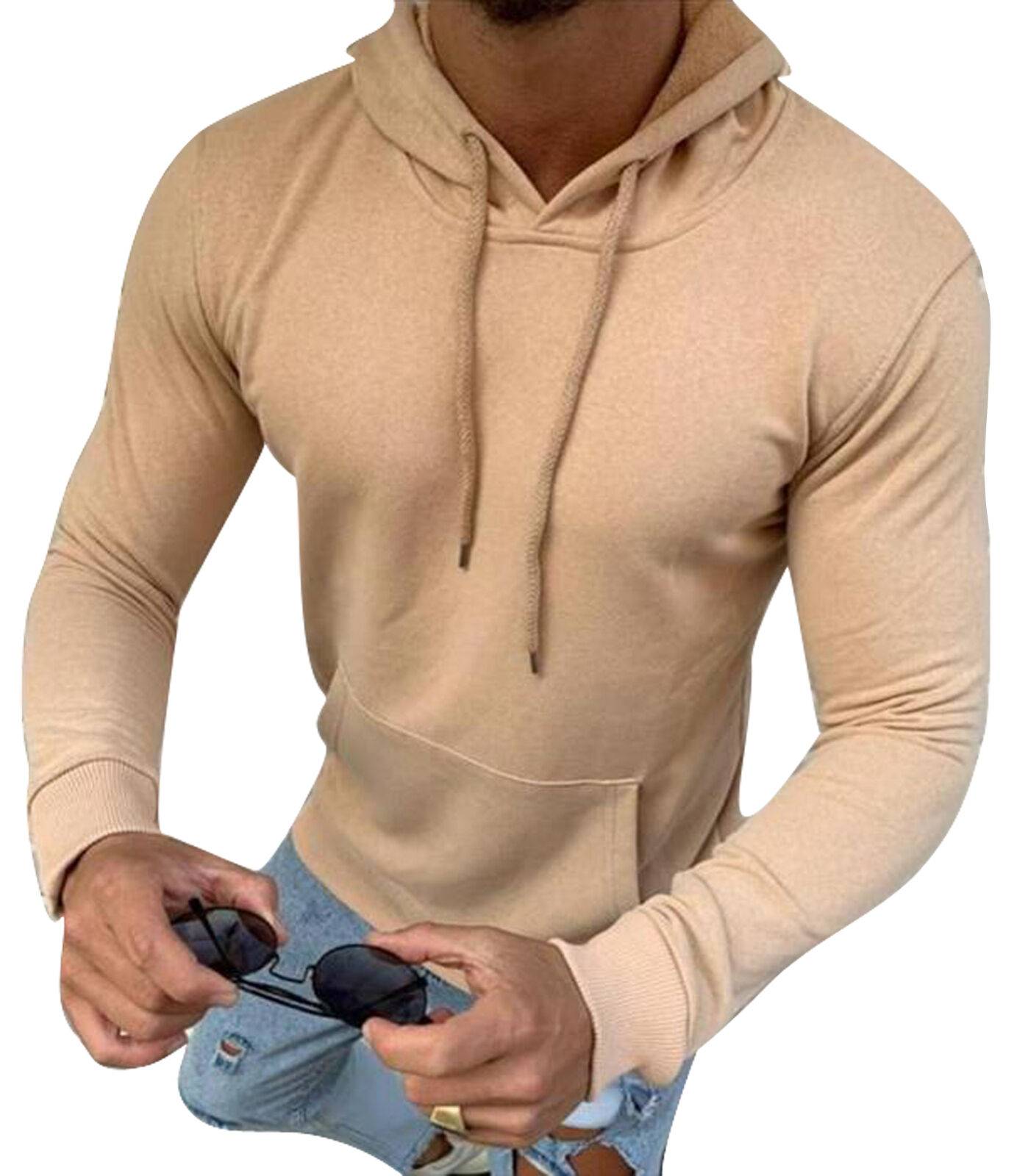 Megaman Kapuzenpullover Herren Hoodie Kapuzensweatshirt Pullover Sweatjacke Pulli Einfarbig Größe XL Beige