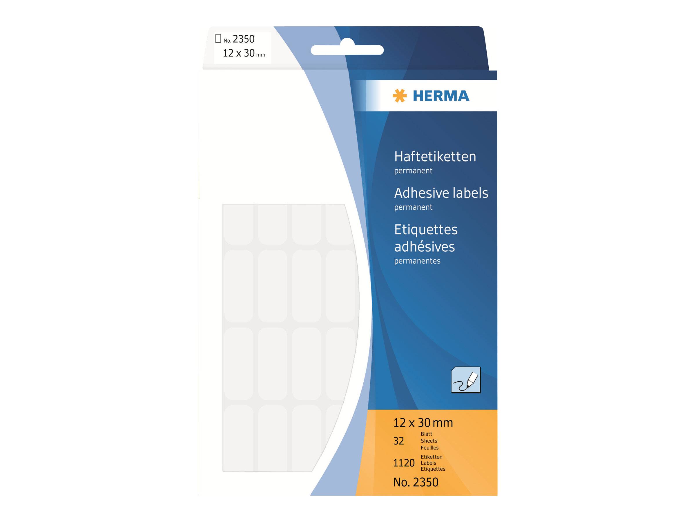 HERMA - Permanenter Klebstoff - weiß - 12 x 30 mm 1120 Etikett(en) (32 Bogen x 35)