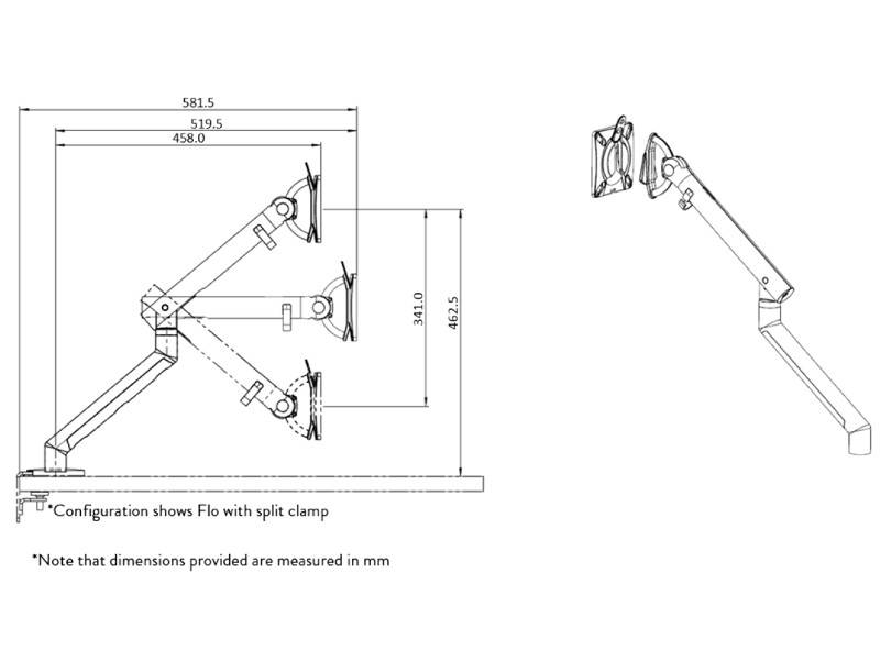 CBS Flo Dynamic Monitorhalter Schreibtisch mit Tischklemme schwarz