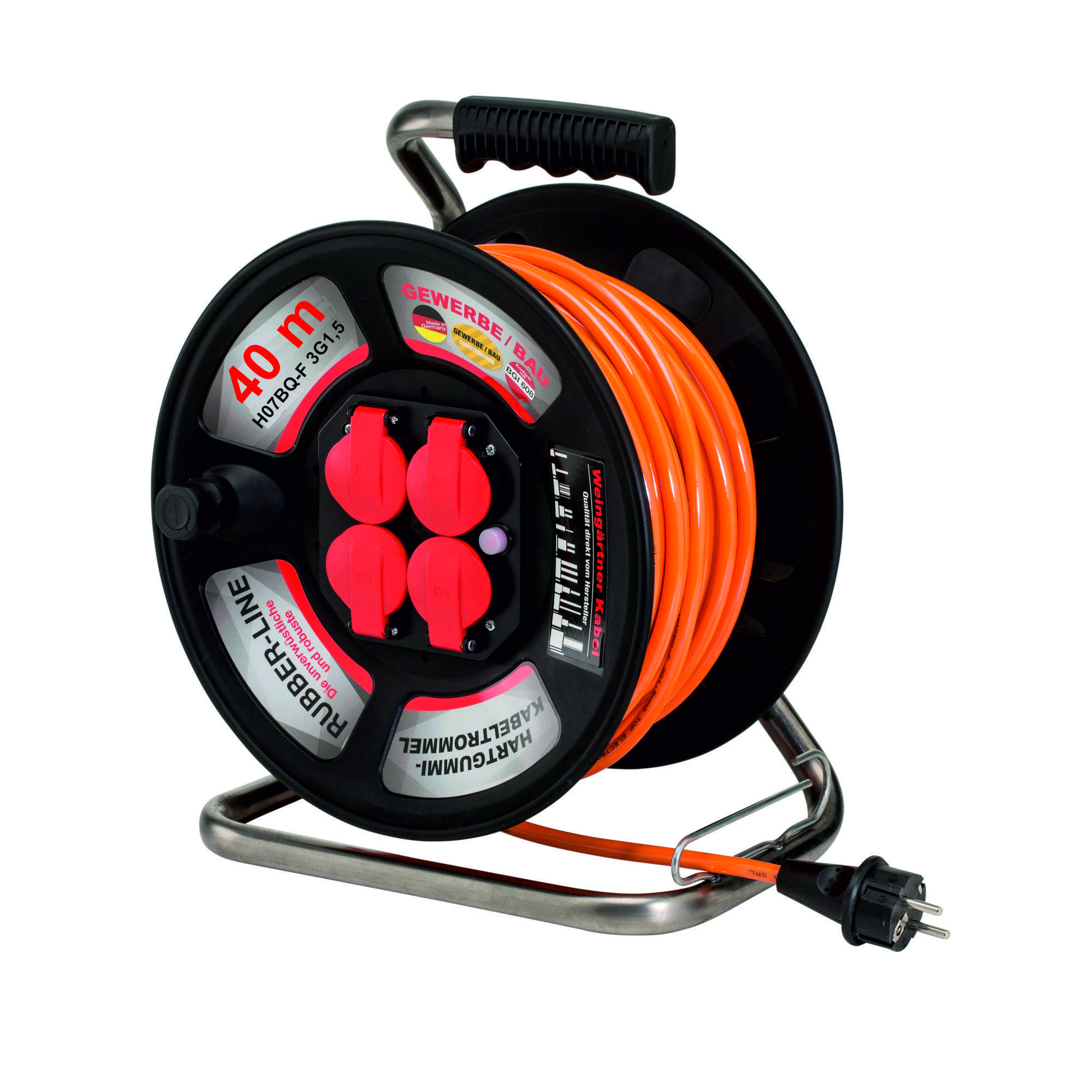 Kabeltrommel 'Rubber-Line 40182' 230V, H07BQ-F 3G1,5 / 40 m