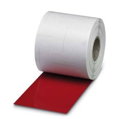 Eine Rolle weißes, glänzendes Papier, teilweise ausgerollt und dabei eine rote Unterseite enthüllend. Verwendet für Druckerzeugnisse, Bastelprojekte oder Verpackungsanwendungen.