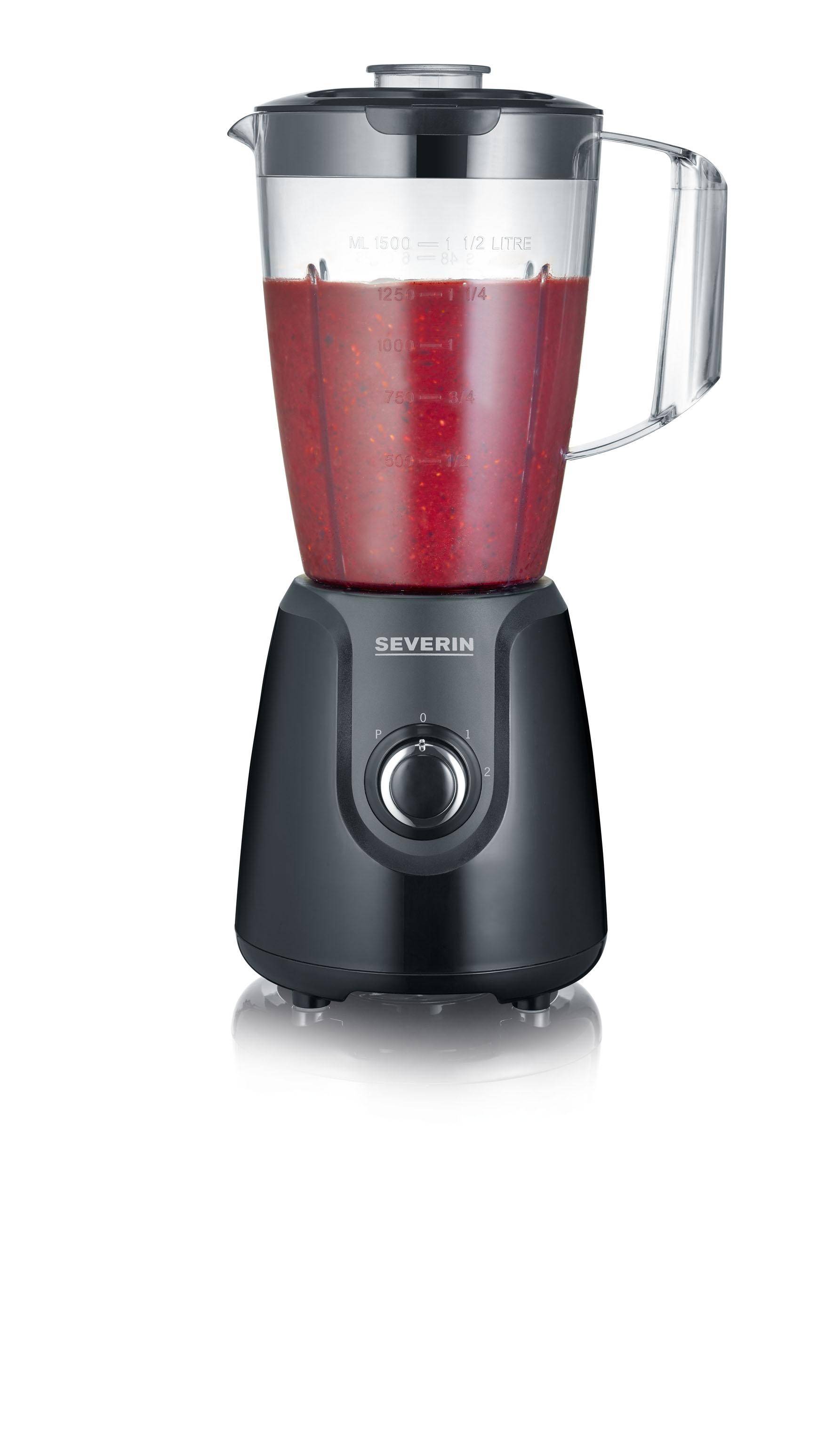 Severin SM 3707, Tischplatten-Mixer, 1,5 l, Pulsfunktion, Eis-Crusher, 600 W, Schwarz