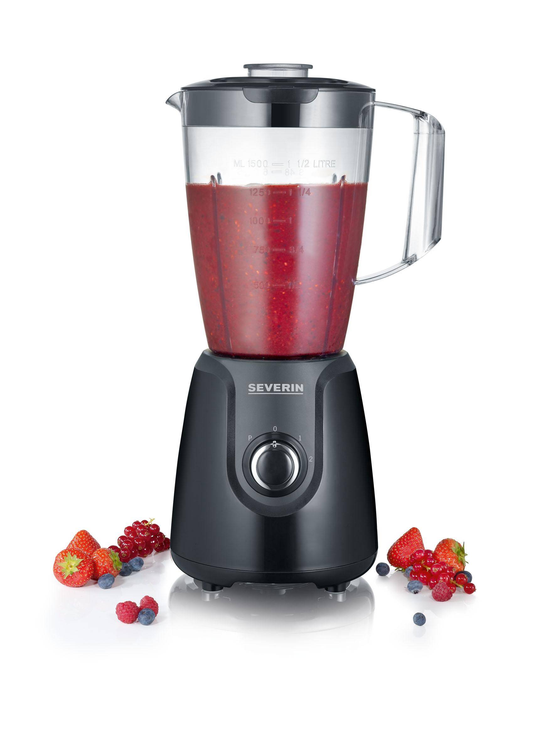 Severin SM 3707, Tischplatten-Mixer, 1,5 l, Pulsfunktion, Eis-Crusher, 600 W, Schwarz