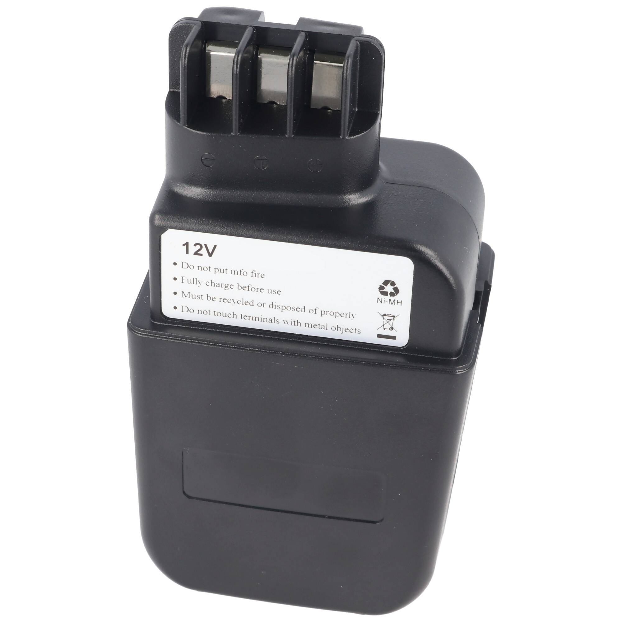 Akku passend für Metabo 6.30071, 6.31723, 12V, 2,0Ah NiMH mit Flachkontakten, keine Stiftkontakte