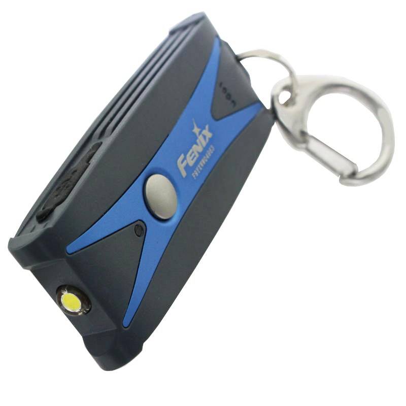 Fenix UC01 LED-Taschenlampe im blauen Gehäuse, schlüsselbundleuchte mit Akku und USB Ladefunktion