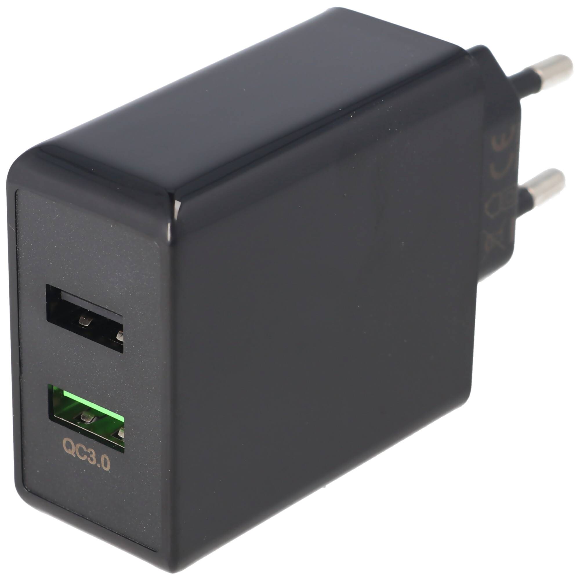 Dual-USB Schnellladegerät USB QC3.0 28W schwarz, lädt bis zu 4x schneller als Standardladegeräte