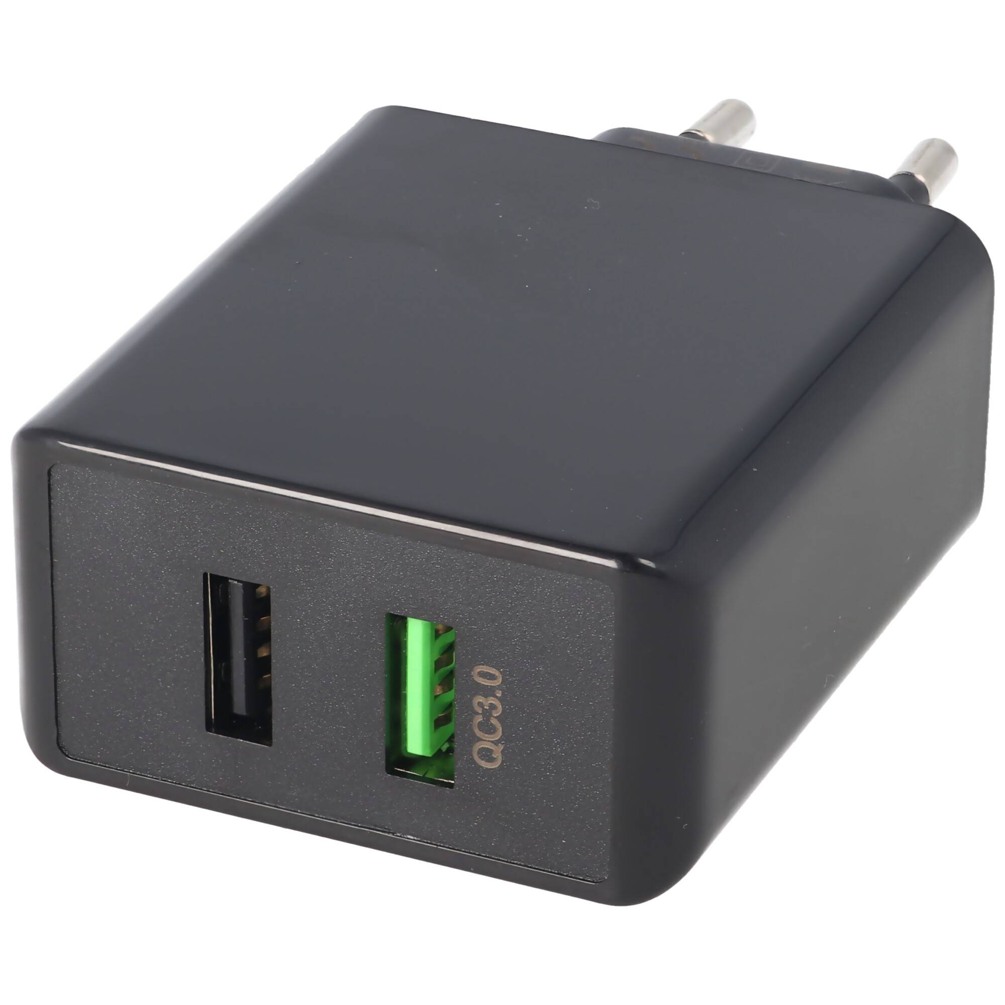 Dual-USB Schnellladegerät USB QC3.0 28W schwarz, lädt bis zu 4x schneller als Standardladegeräte