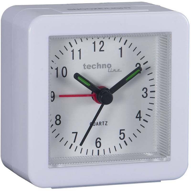 Modell SC weiß - Quarzwecker, beleuchtet, mit Schlummerfunktion, Weiß